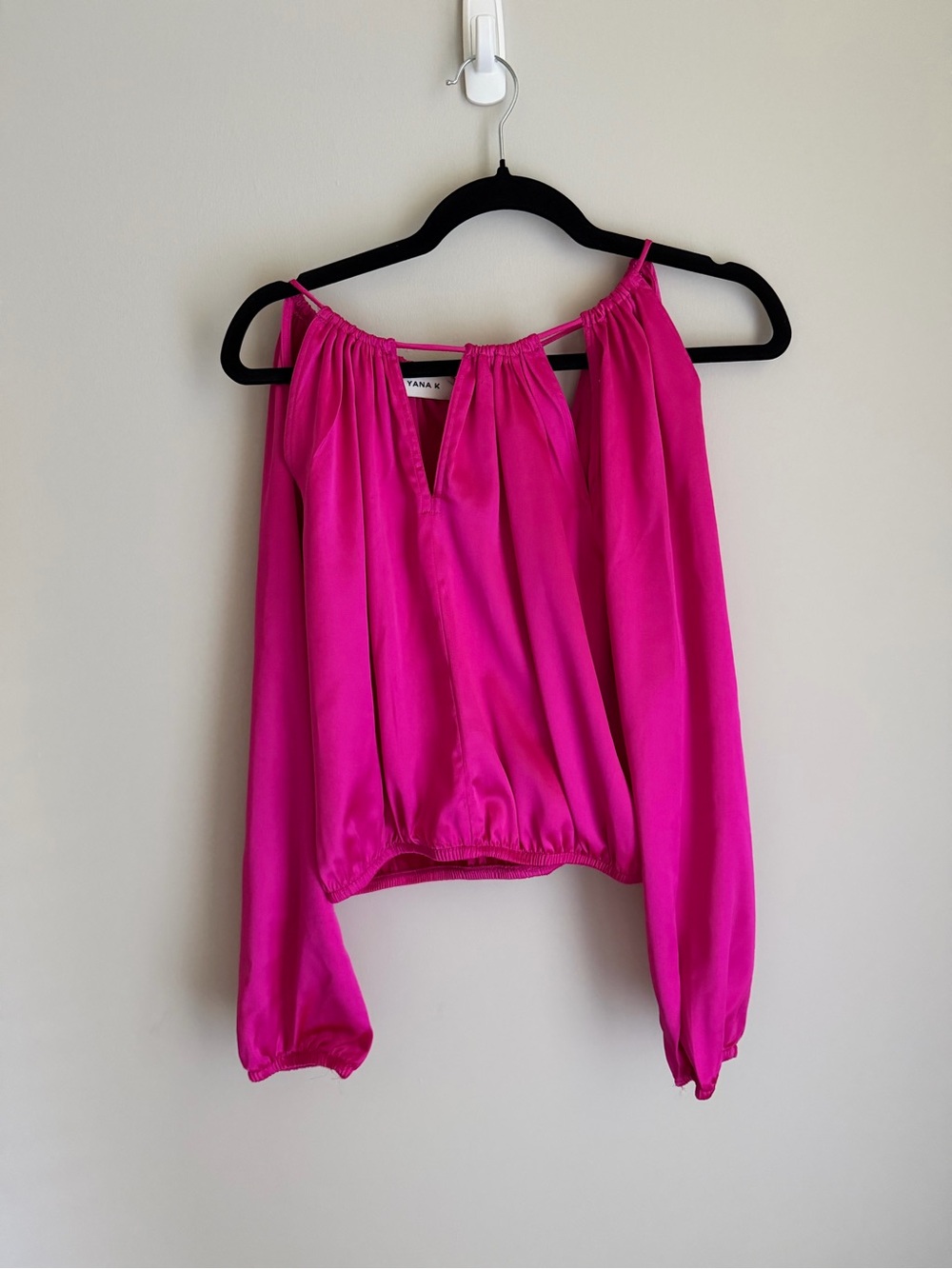 Yana K Pink Satin Cold Shoulder Blouse